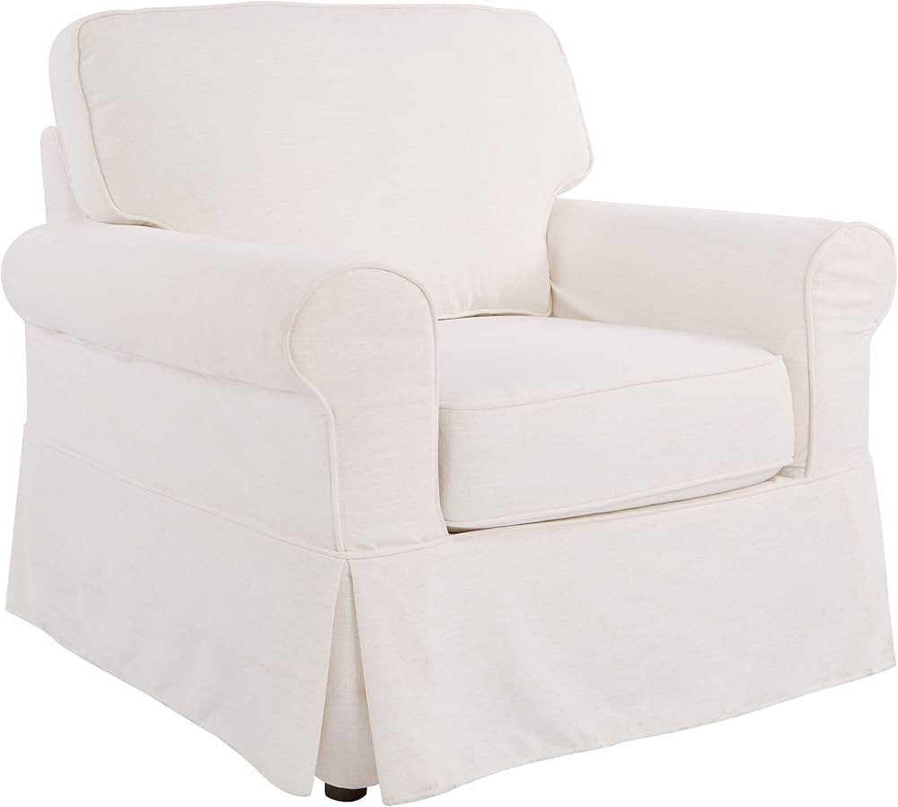 OSP Home Furnishings Ashton Rolled Arm Chair with Slipcover, White | Amazon (US)
