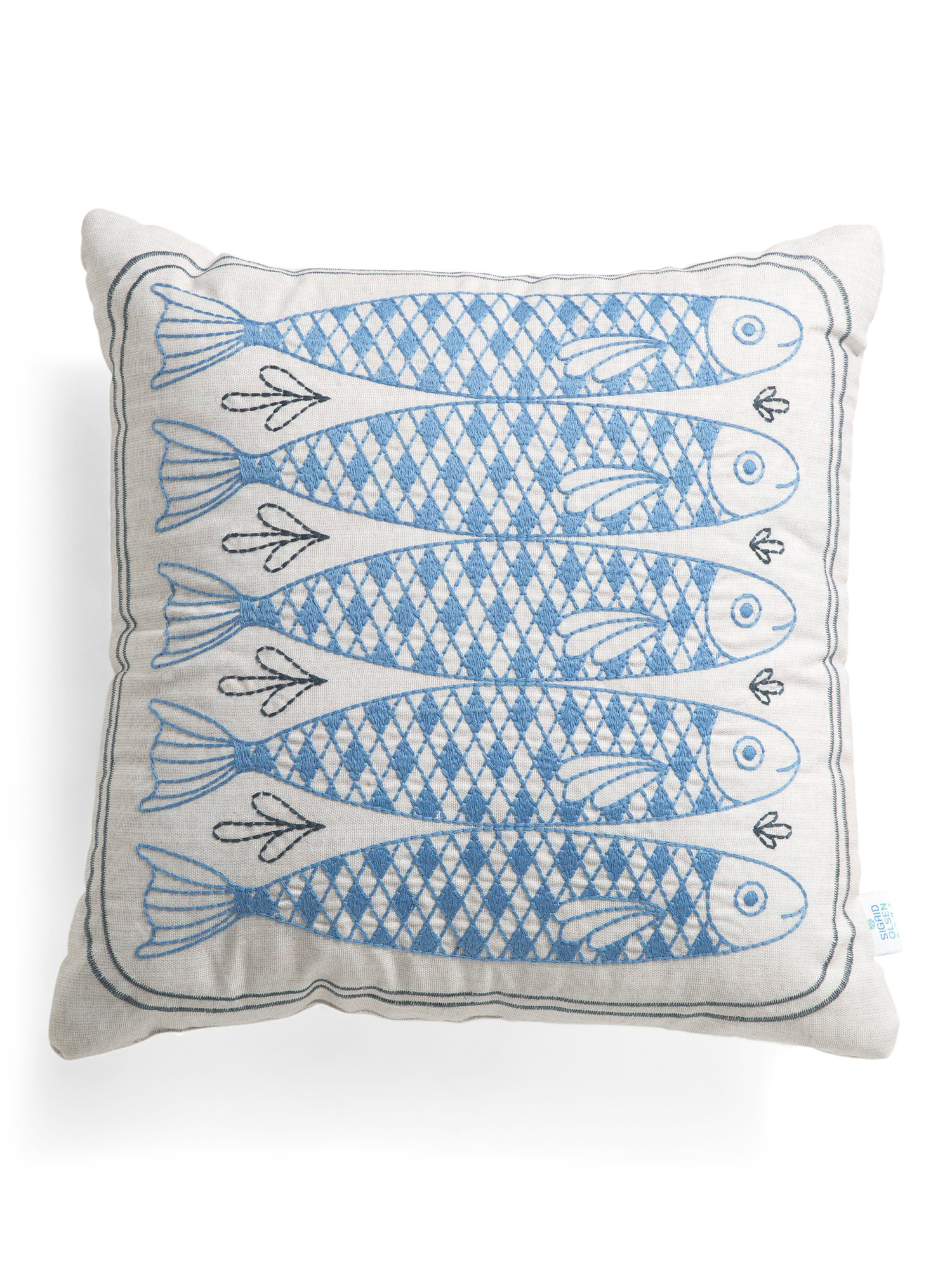18x18 Layered Embroidered Fish Pillow | TJ Maxx
