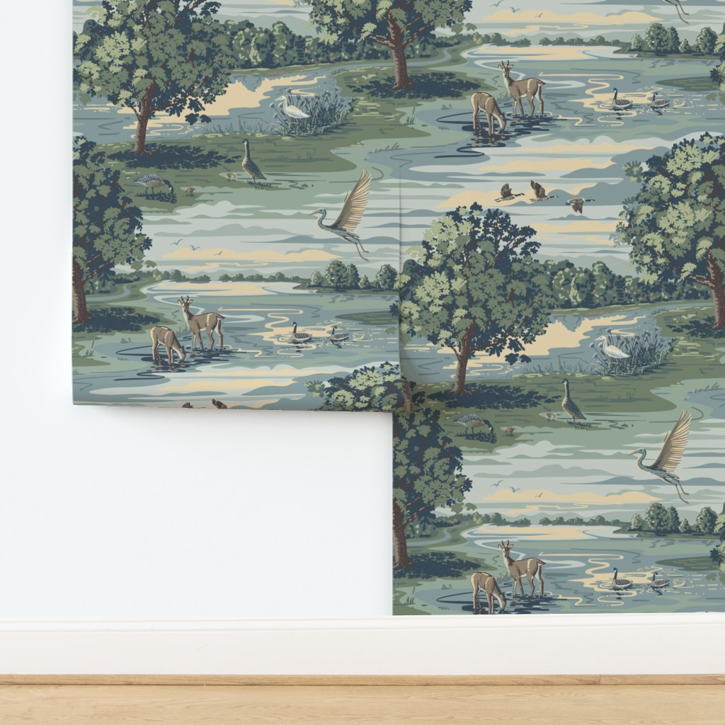 Meadow Lake Wallpaper | Spoonflower | Spoonflower