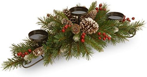 National Tree Company Artificial Christmas Centerpiece | Includes 3 Candle Holders, Red Berries, Pin | Amazon (US)