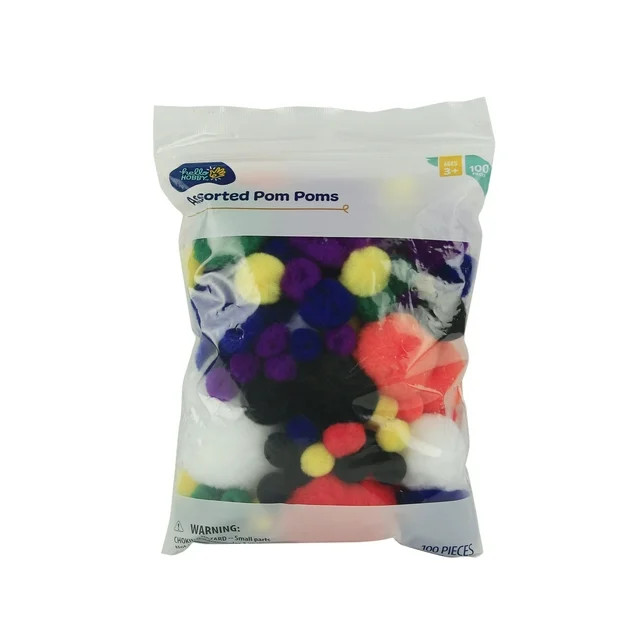 Hello Hobby 100 Piece Pom Poms, Multicolor Rainbow 0.2lb - Walmart.com | Walmart (US)