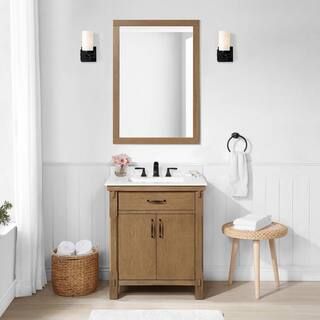 Home Decorators Collection Bellington 30 in. W x 22 in. D x 34.5 in. H Bath Vanity in Almond Toff... | The Home Depot