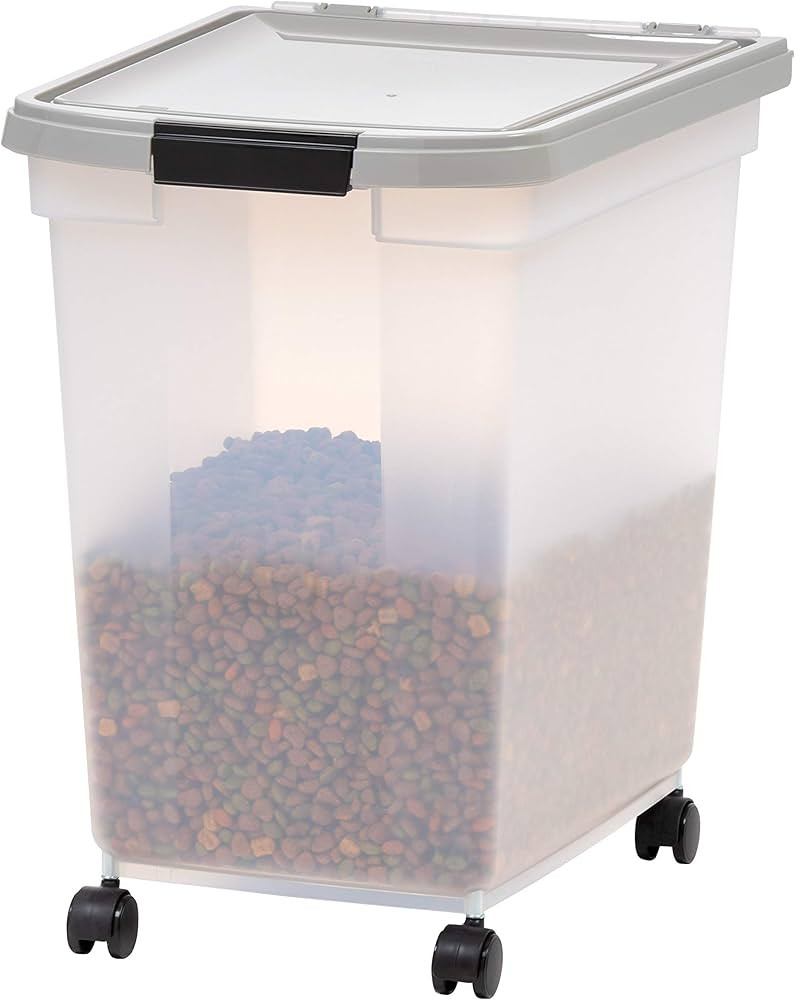 IRIS USA 50 Lbs / 65 Qt WeatherPro Airtight Pet Food Storage Container with Removable Casters, For D | Amazon (US)