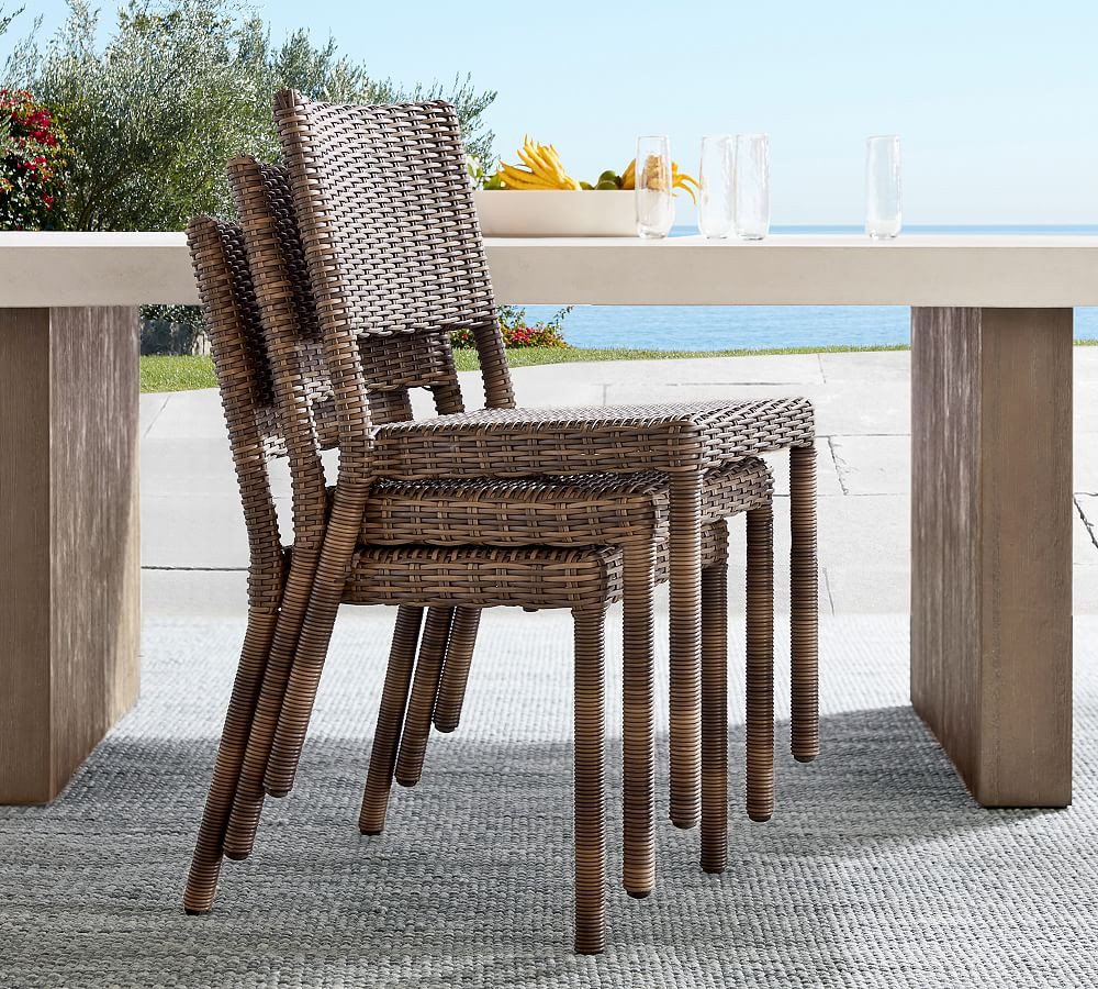 Torrey Wicker Stackable Outdoor Dining Chair | Pottery Barn (US)