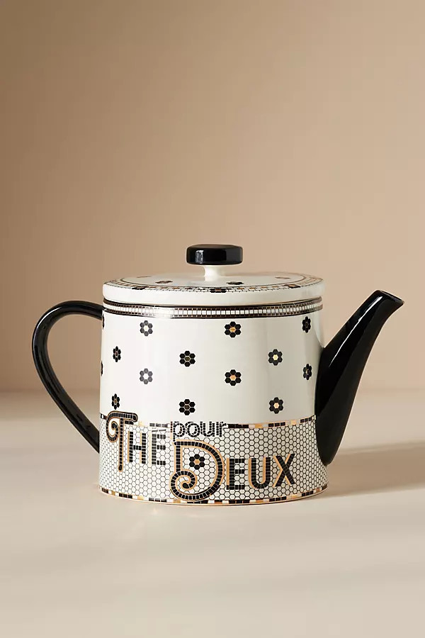 The Bistro Tile Stoneware Teapot | Anthropologie (US)