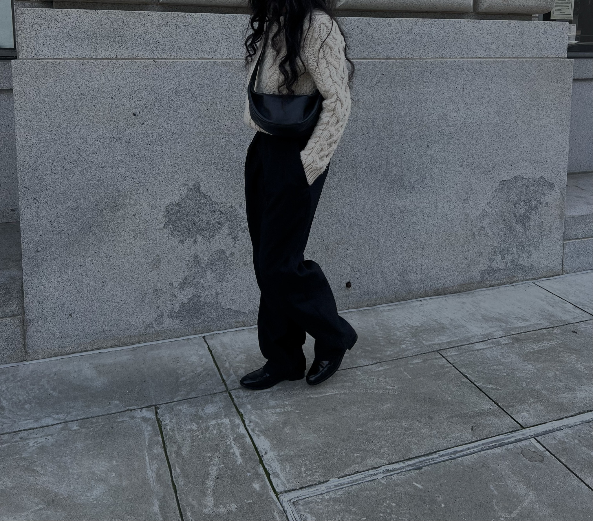 crew neck sweater, black trousers, black loafers, black bag.


#LTKstyletip #LTKworkwear