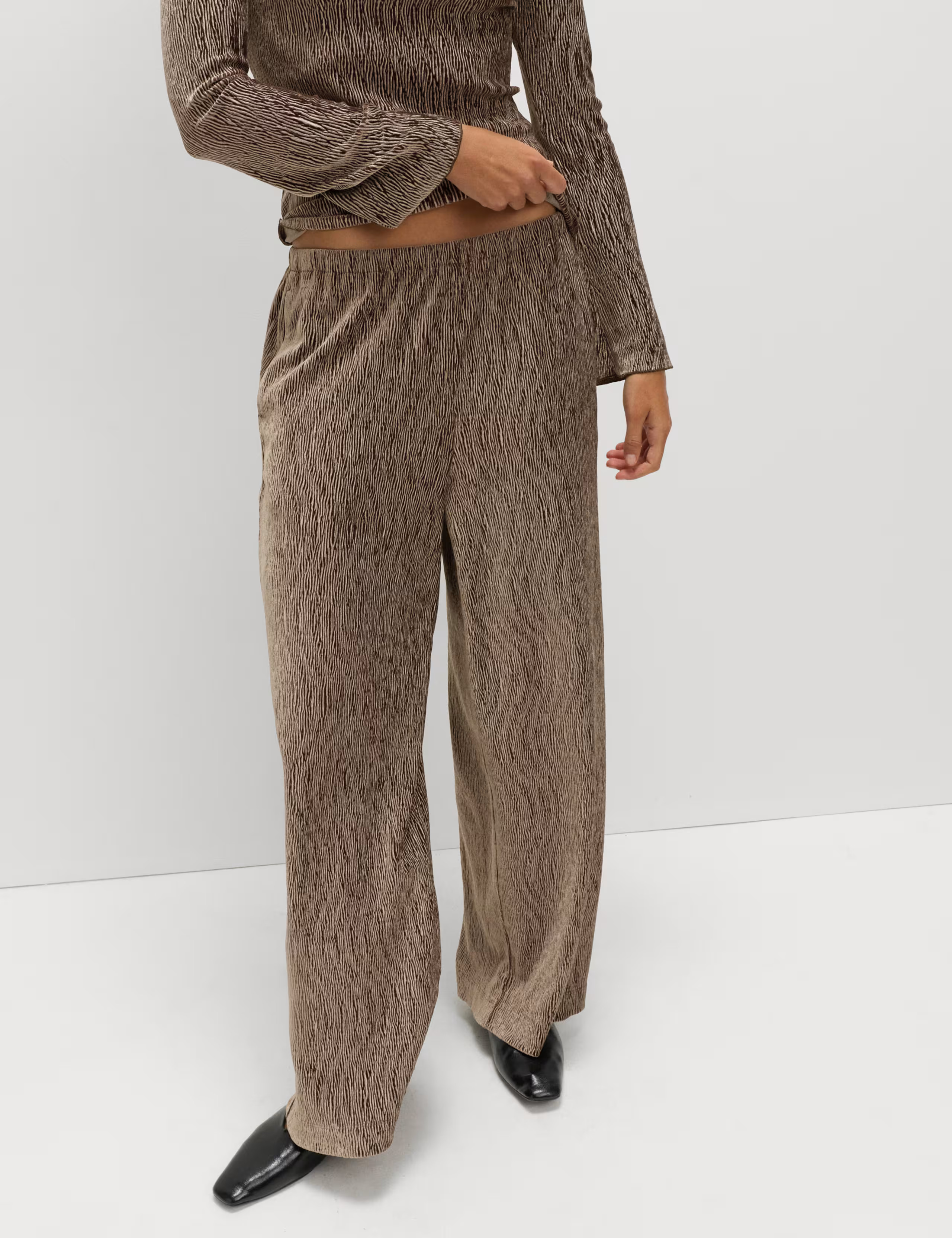 Velvet Crinkle Wide Leg Trousers | Marks & Spencer (UK)