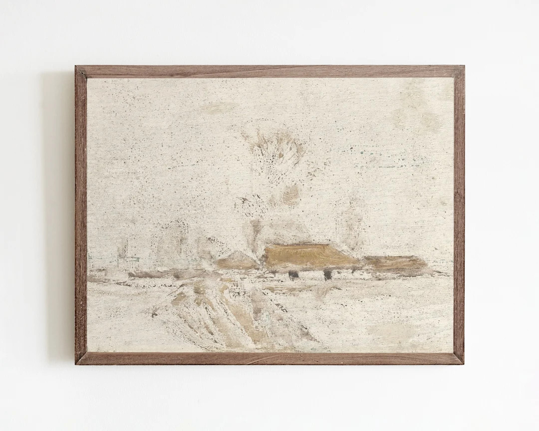 Neutral Abstract Landscape Art Print Vintage Abstract Painting Modern Farmhouse Wall Decor - Etsy | Etsy (US)
