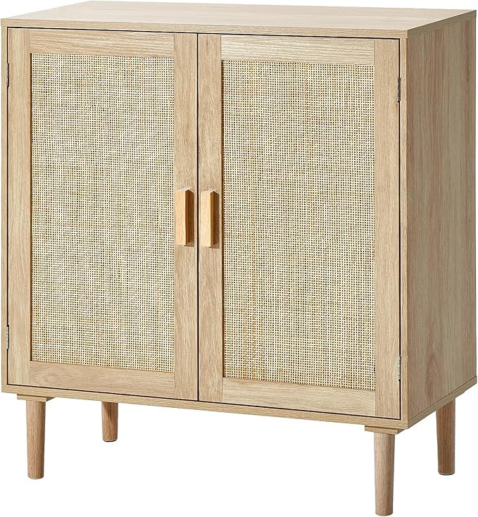 VEVOR Rattan Cabinet, Rattan Storage Cabinet with 2 Magnetic Doors and Adjustable Shelves, Sidebo... | Amazon (CA)