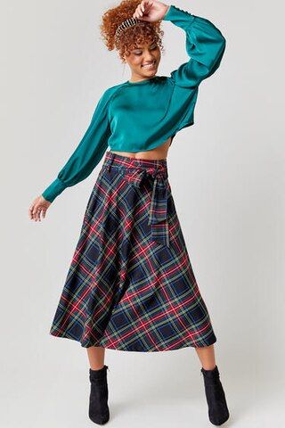Maeve Plaid Midi Skirt - francesca's | Francesca's