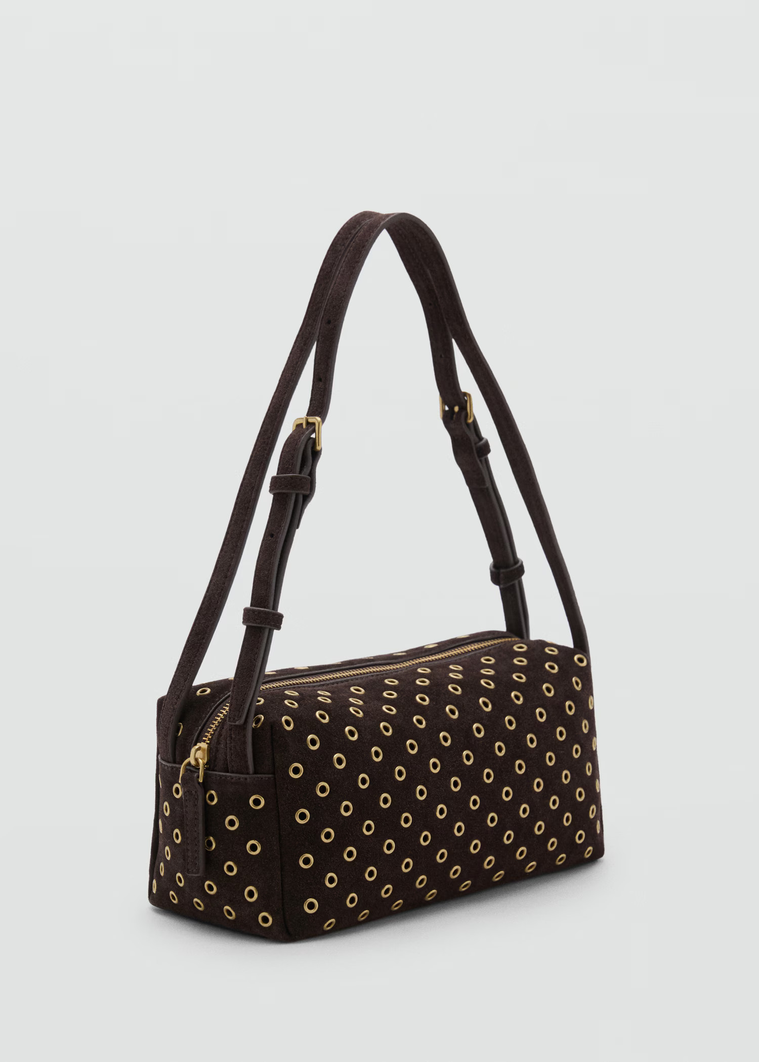 Suede shoulder bag with eyelets - Women | MANGO United Kingdom | MANGO (UK)