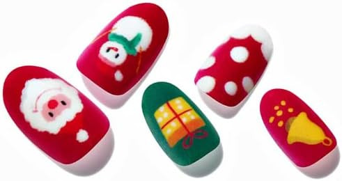 Father Christmas Press on Nails for Kids Short Oval Red-GLAMERMAID Snow Fake Nails Medium with Sn... | Amazon (US)