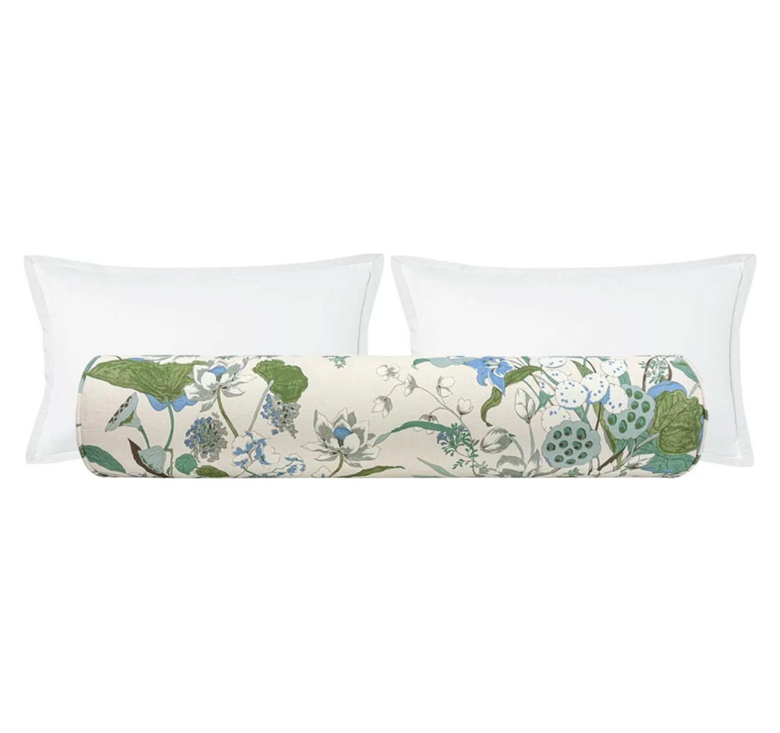 The Bolster : Waterlily // Powder Blue | bed decor | floral print | chinoiserie floral | | Etsy (Global)