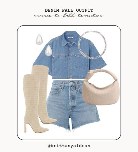 Denim on denim is the look of this fall! I love this transitional look when it’s still so hot out but you want to wear fall items. 

denim outfit l denim l denim shorts l boots l fall outfit l fall inspo