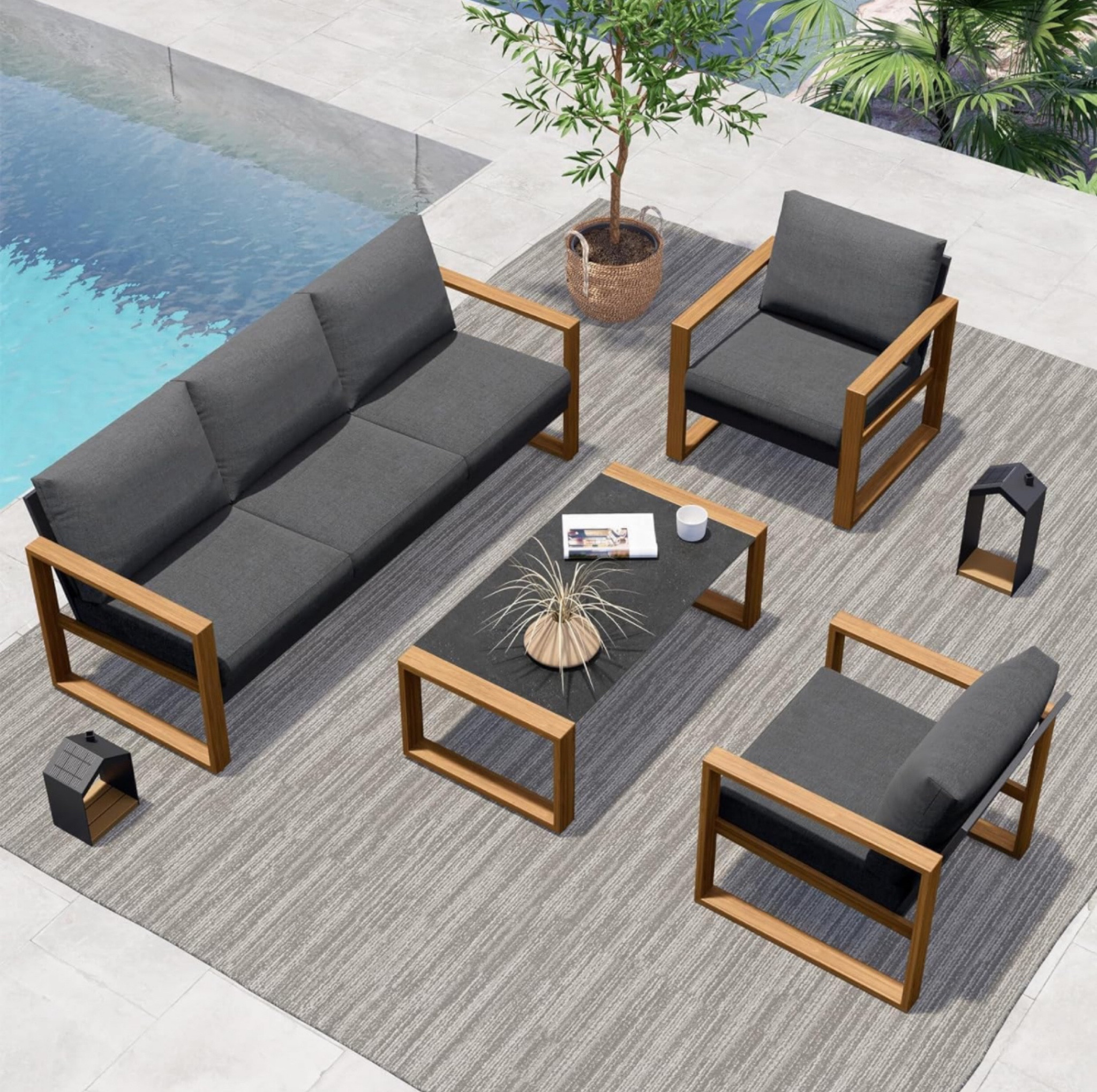 Grand patio Outdoor 4-Piece Modern Aluminum Patio Furniture Sets 5 Person Conversation Set, Faux Wood Grain Finish Frame Sofa with Removable Olefin Extra Thick Cushions and Coffee Table for Garden

#LTKMostLoved #LTKhome #LTKfamily
