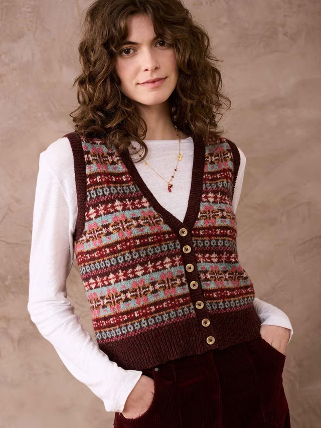 BroraFair Isle Wool Sleeveless Cardigan, Multi, 12 | John Lewis (UK)
