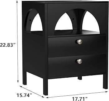 Black Nightstand with Charging Station Modern End Tables Living Room Bed Side Table Night Stand w... | Amazon (US)
