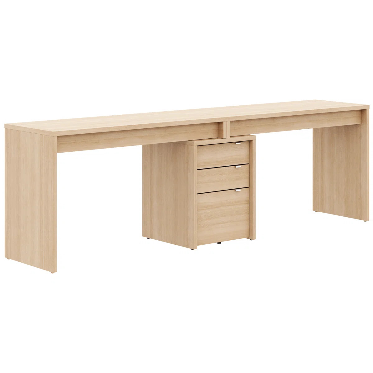 3-piece Home Office With Multi-purpose Storage & Desks, Natural Blonde Oak | Wayfair North America