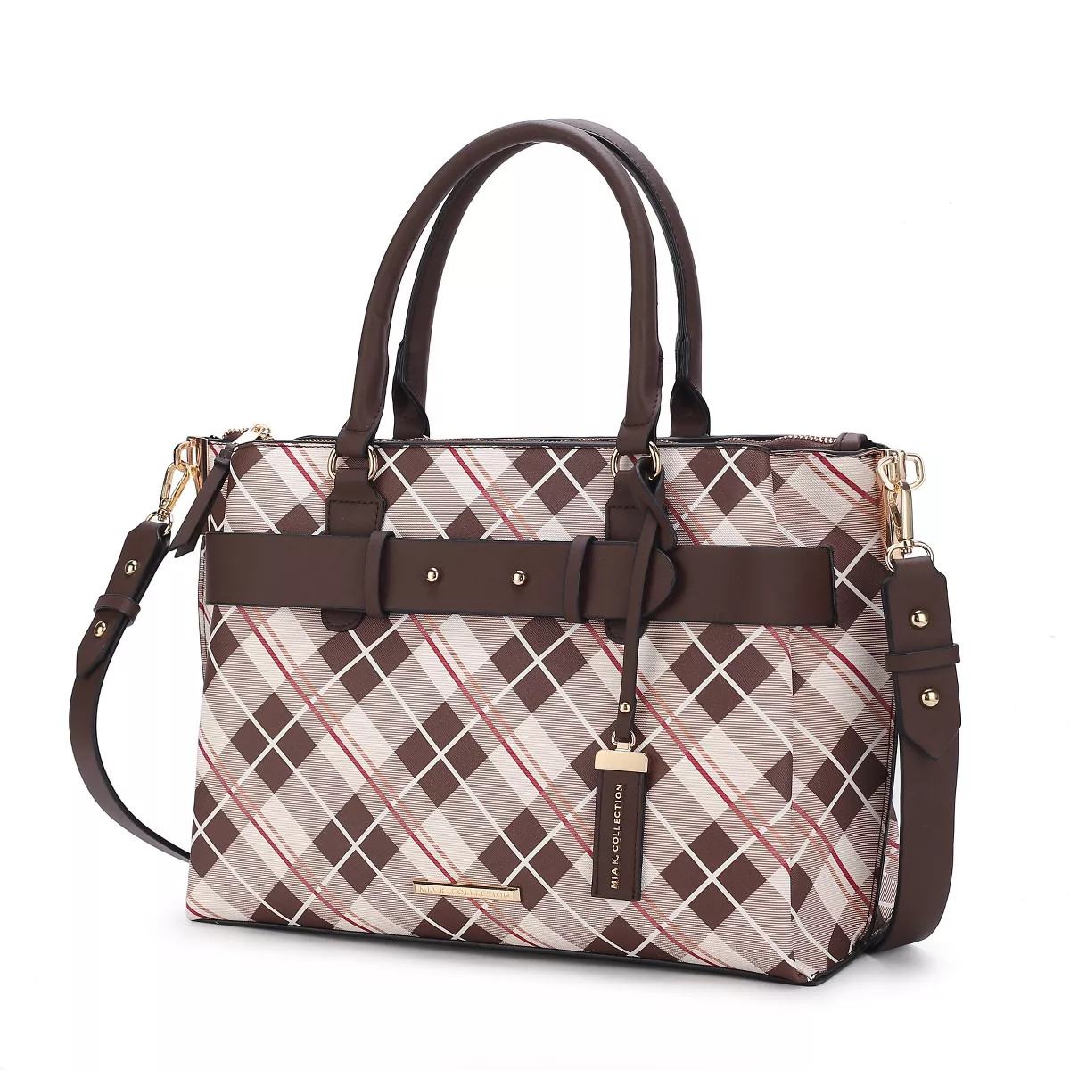 MKF Collection Vivian Plaid Women’s Satchel Bag by Mia K - Coffee | Target