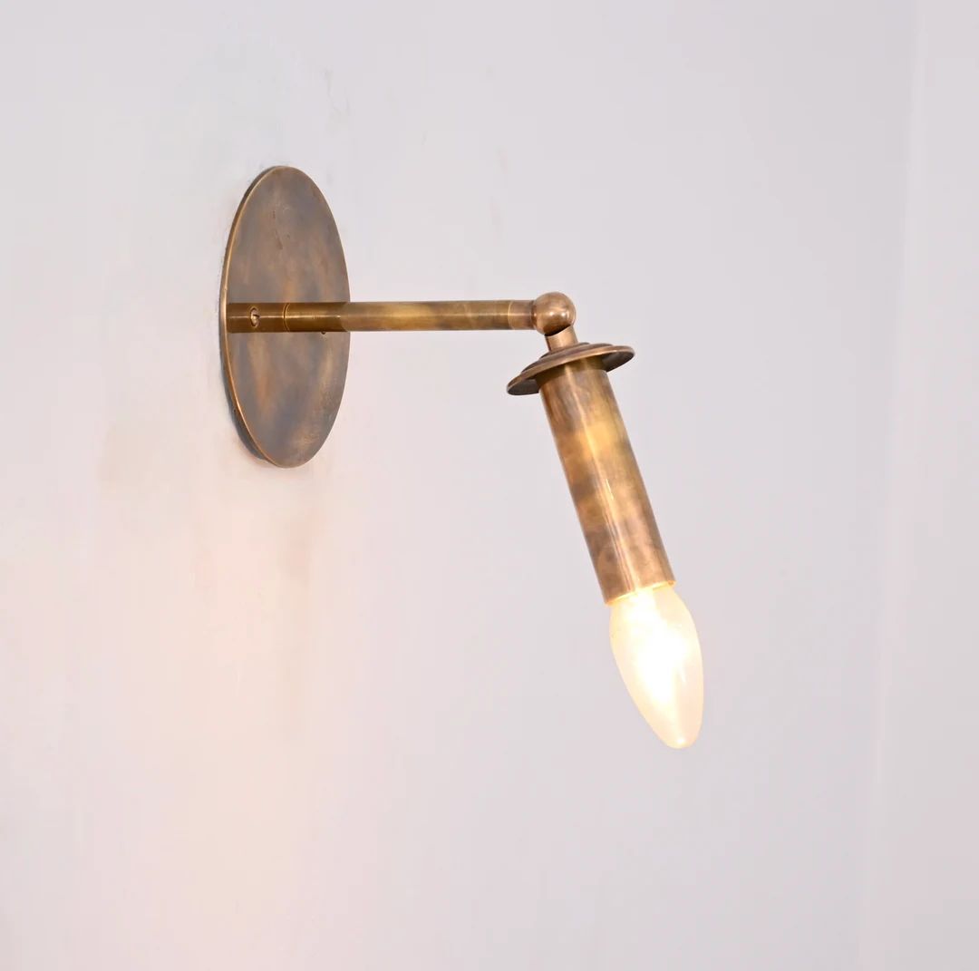 Brass Cylinder Wall Sconce Italian Brass Sconces Italian Light Mid Century Sconce Focus Lighting ... | Etsy (US)