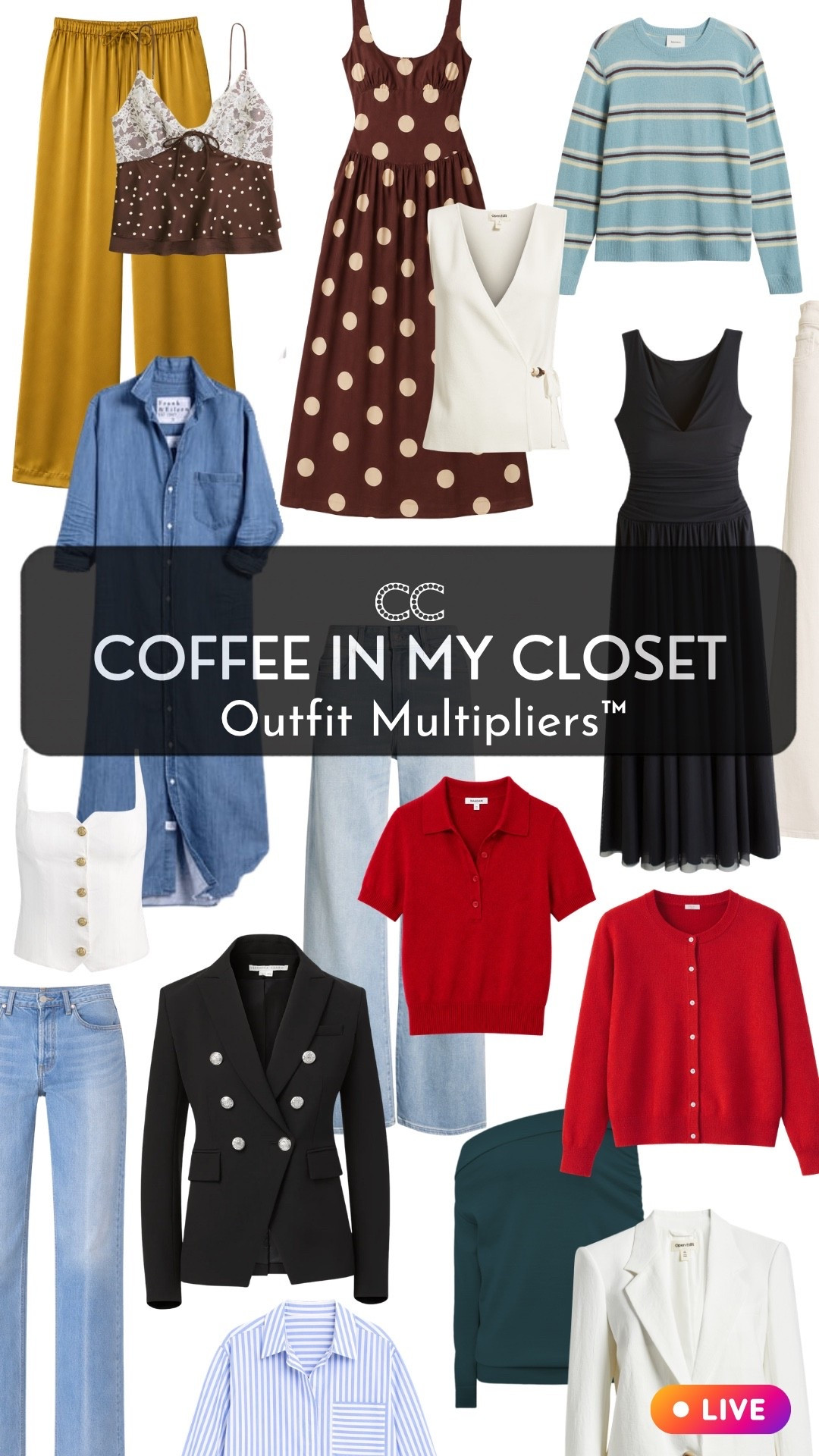 My capsule wardrobes don't look like capsule wardrobes.

After twenty-six years as a professional stylist, I've learned that some pieces have more than one personality.

A dress decides it's a skirt, the vest that thinks it’s a top, the sheer skirt that’s misunderstood.

I finally gave them a name: Outfit Multipliers™.

They're the styling pieces that don't just give you more outfits. They give you more outfits you can't wait to wear.

 Once you see them, you'll start spotting them everywhere.