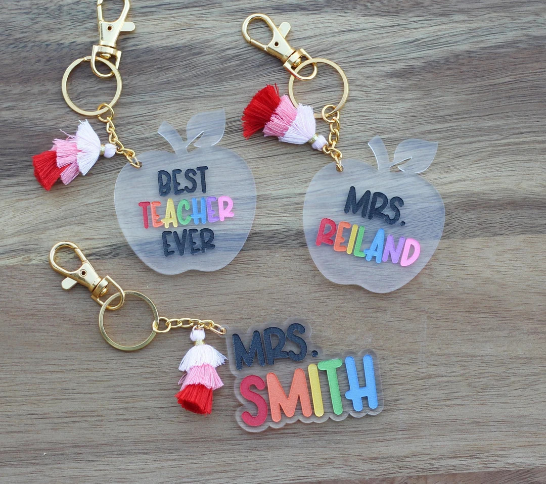 Personalized teacher keychain, teacher gift | Etsy (US)