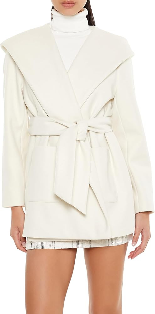 Forever 21 womens Hooded Tie-waist Wrap Coat | Amazon (US)