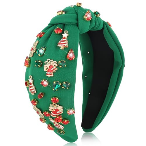 Jaciya Christmas Headband Green Knotted Headband for Women Girls Festive Headpiece Xmas Head Bands(Bell/Snowflake/Christmas Tree) | Amazon (US)