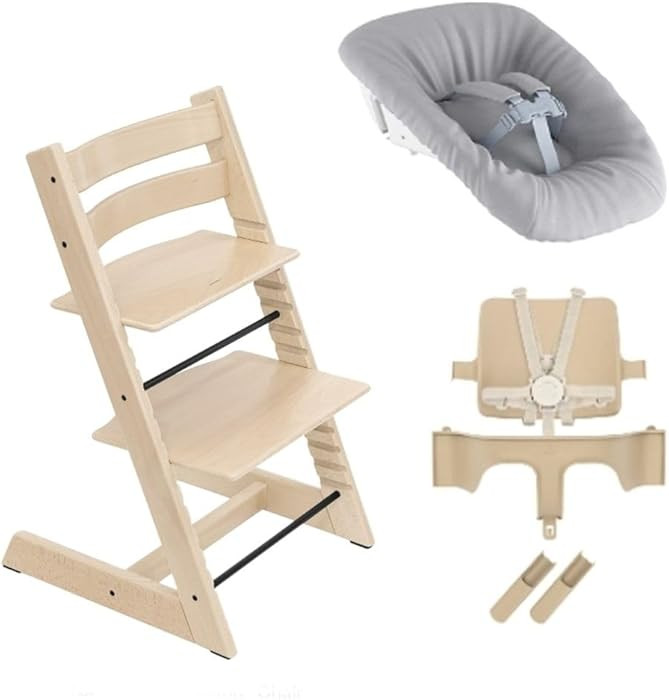 Stokke Tripp Trapp High Chair 2, Natural (Includes Chair & Baby Set) with Newborn Set - Safe, Adj... | Amazon (US)