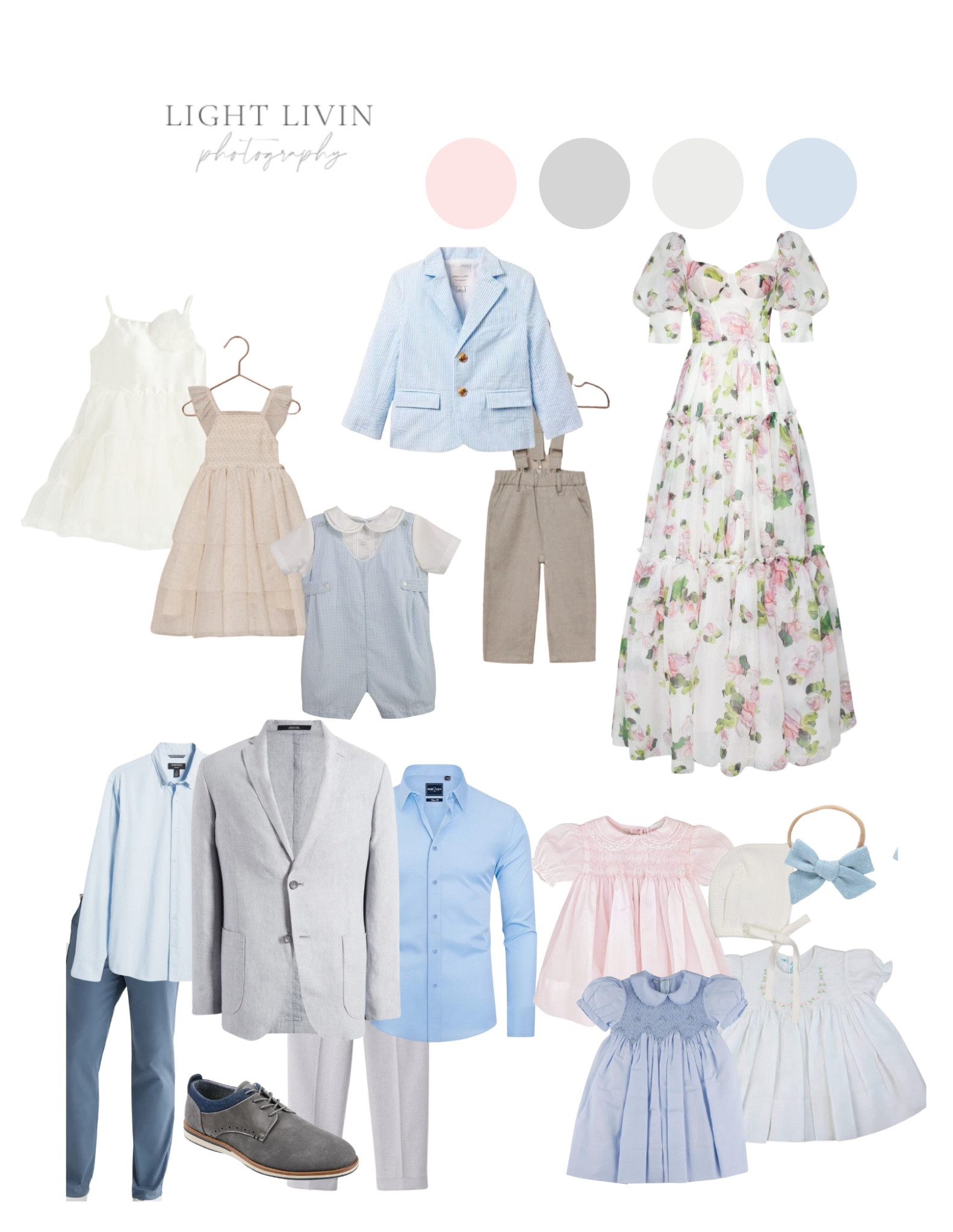This family style board of soft blues and pinks will be perfect for your next family photoshoot! 

#LTKFamily #LTKStyleTip #LTKBeauty