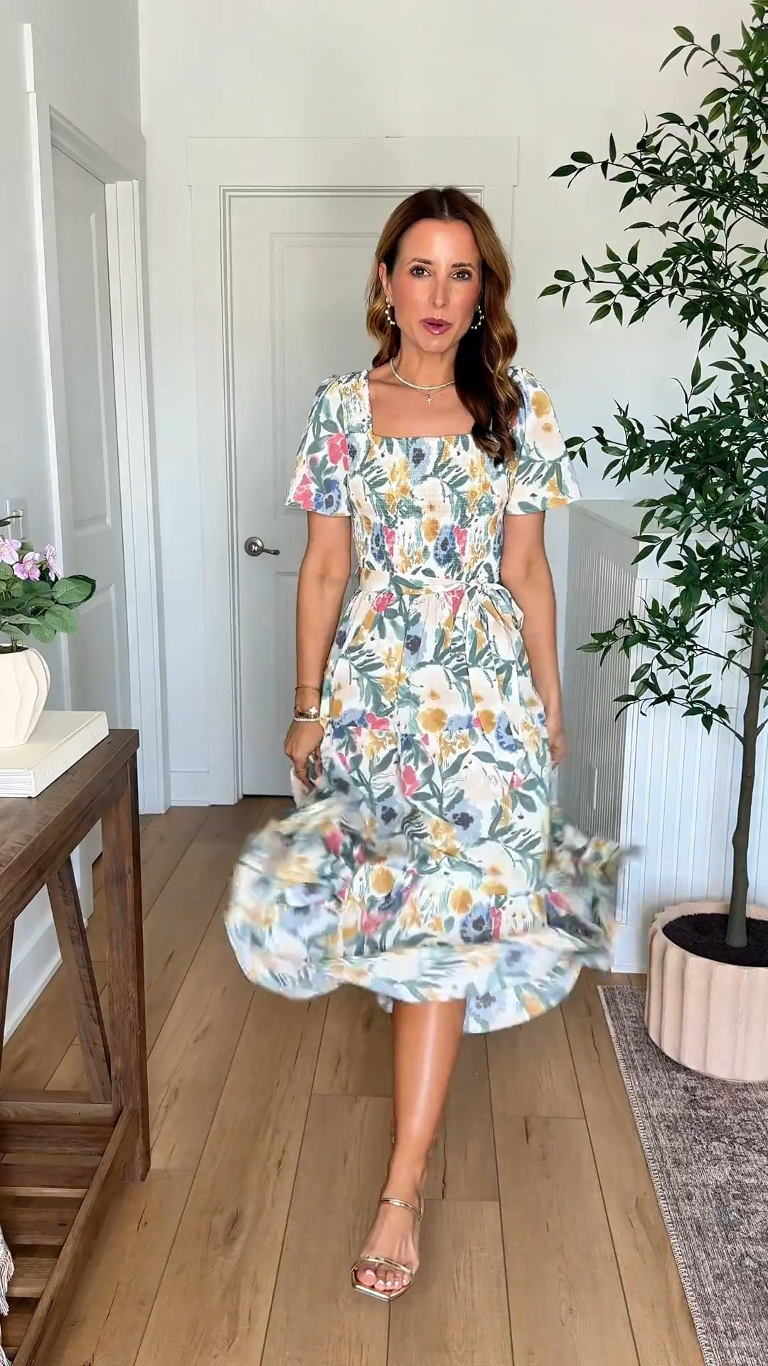 Amazon dresses with sleeves. Wearing small. Amazon Easter dresses. Bump-friendly dress. Baby shower dress. Spring dress. Wedding shower dress. Brunch dress. Mother’s Day dress. Gold heels are TTS. 

#LTKWedding #LTKootd #LTKTravel