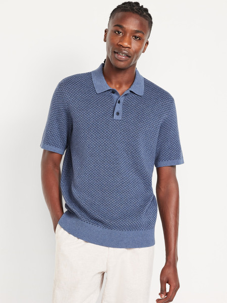 Short-Sleeve Cable-Knit Polo | Old Navy (US)