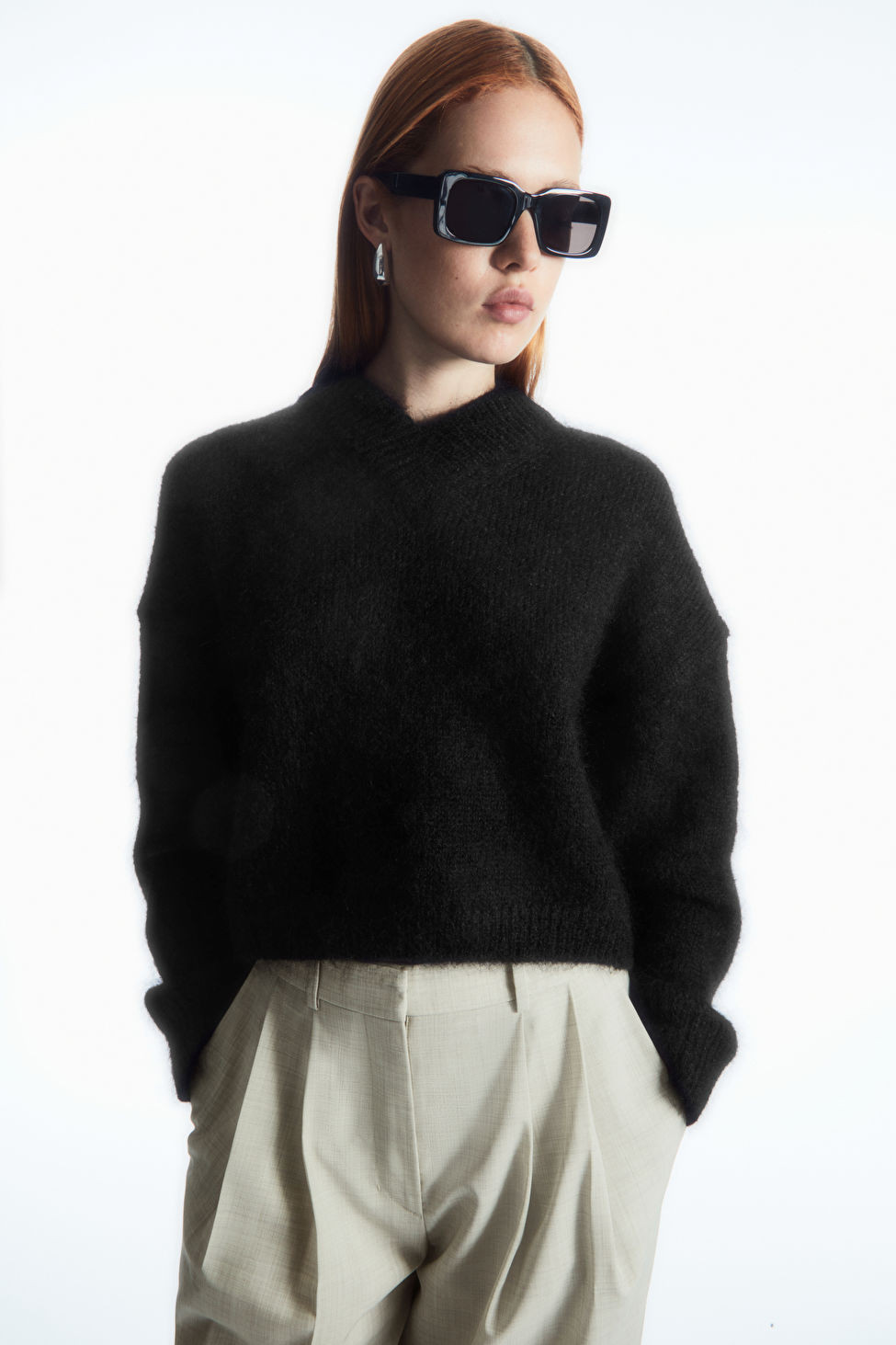CROPPED V-NECK MOHAIR JUMPER | COS UK