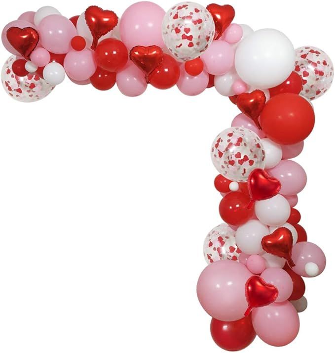 Valentines Day Party Balloons Arch and Garland, 110 PCS Valentines Color Red Pink White Balloons ... | Amazon (US)