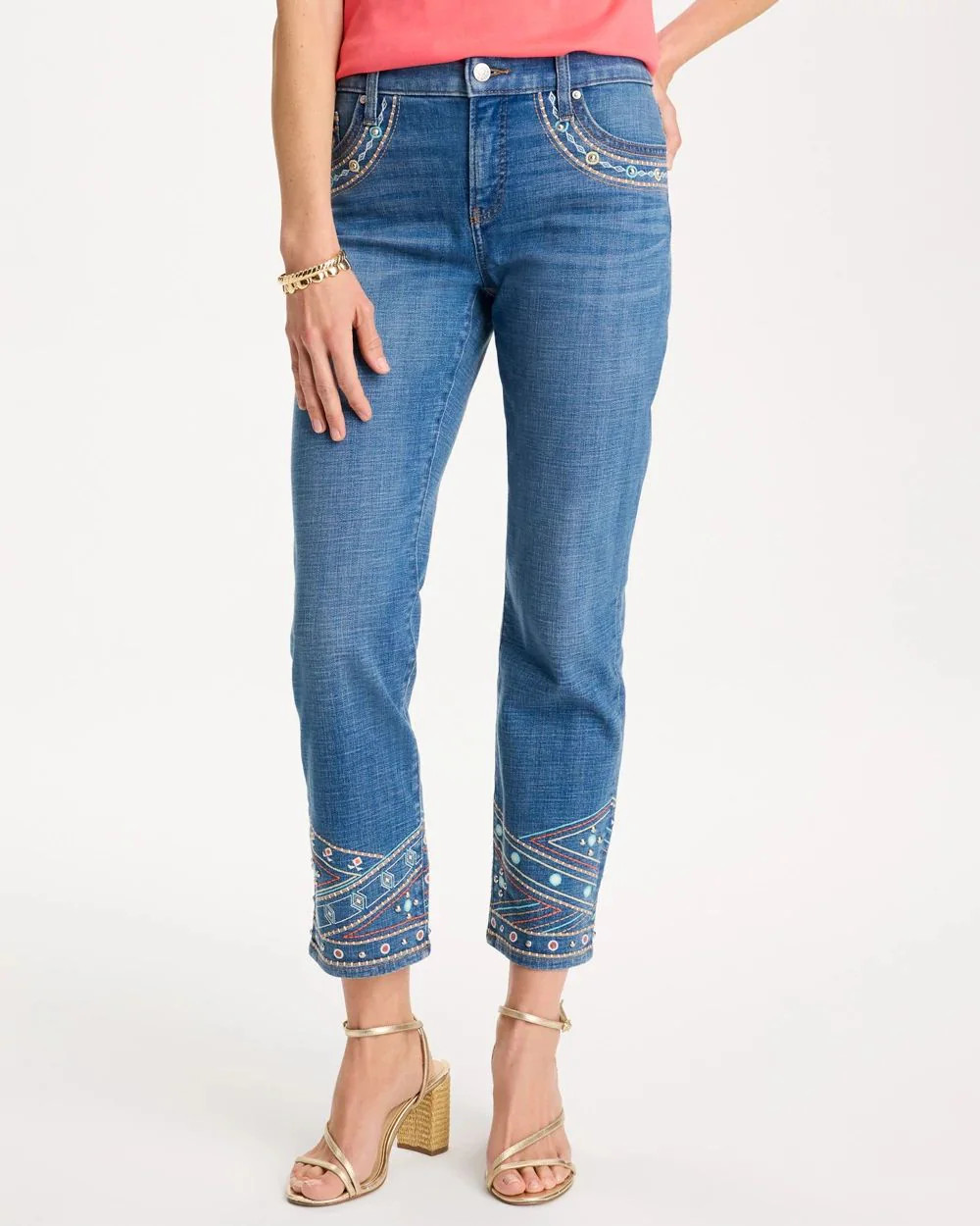 Girlfriend Slim Embellished Crop Jeans | Chico's