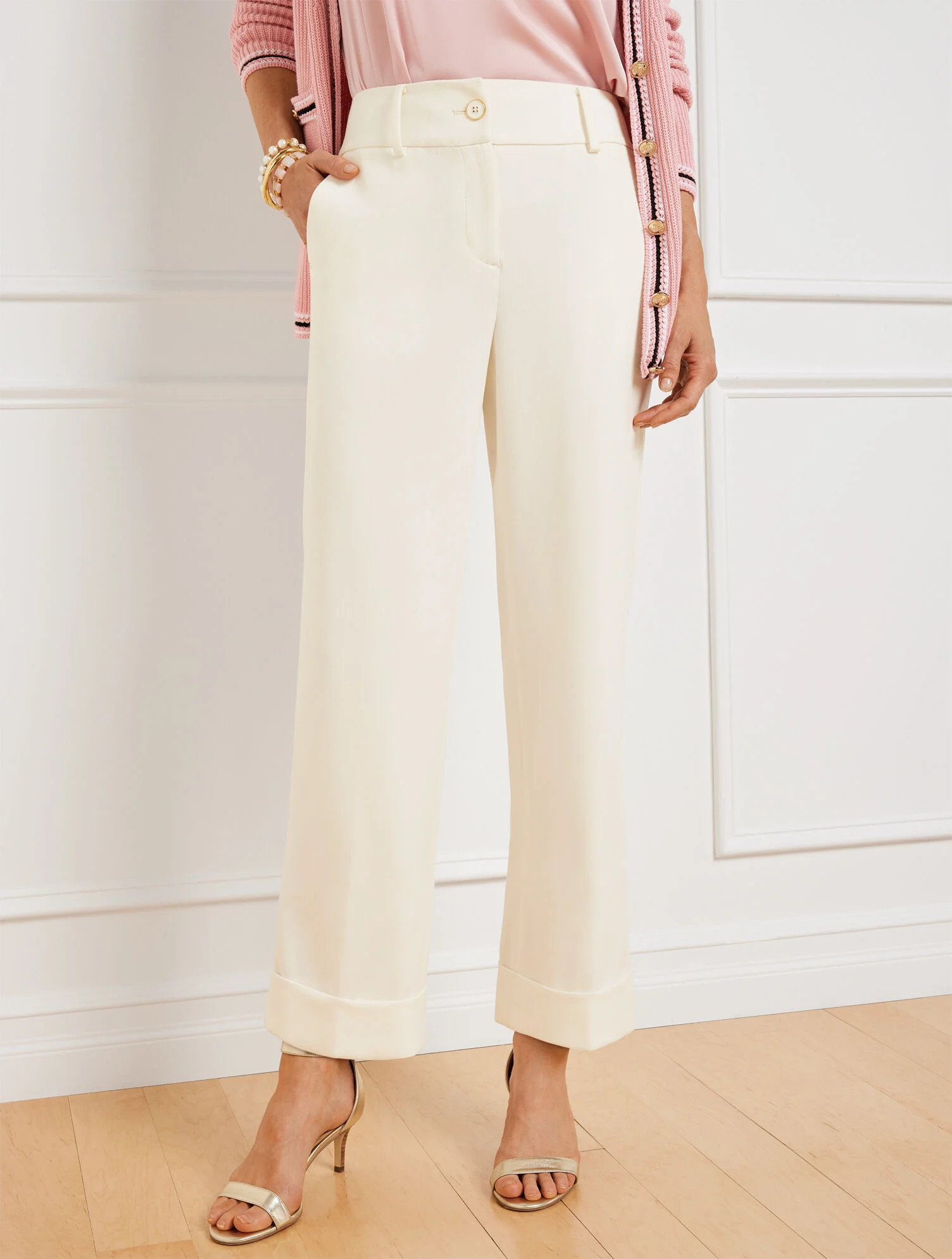 Tailored Stretch Slim Wide Ankle Pants | Talbots