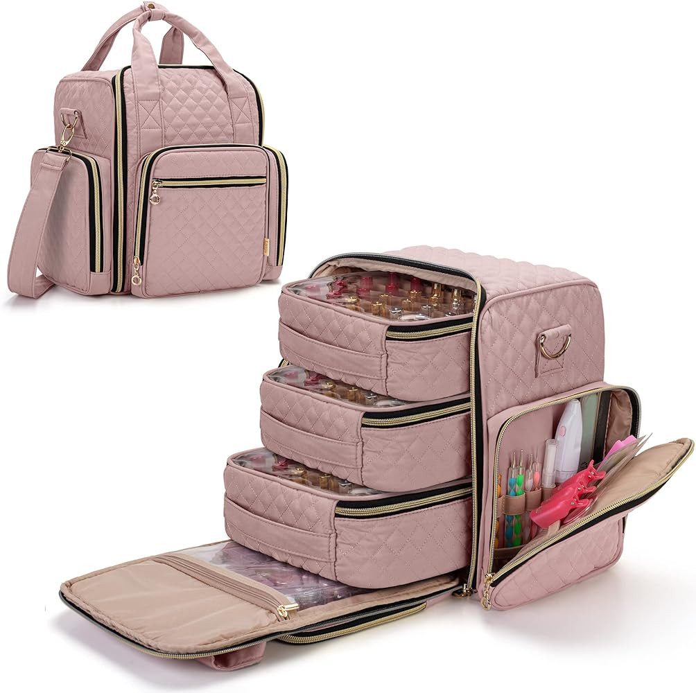 LUXJA Nail Polish Organizer Holds 72 Bottles, Nail Polish Case with 3 Removable Bags and Tools St... | Amazon (US)