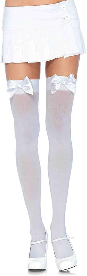Leg Avenue Women's Satin Bow Accent Thigh Highs | Amazon (US)