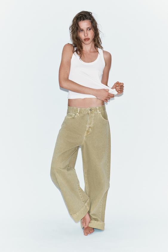TRF MID-RISE FOLDED BAGGY JEANS | Zara Canada