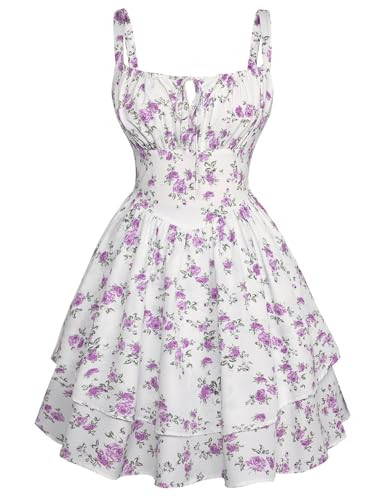 Scarlet Darkness Floral Mini Corset Dress for Women Teen 2026 Summer Spring Flowy A-Line Sundress... | Amazon (US)