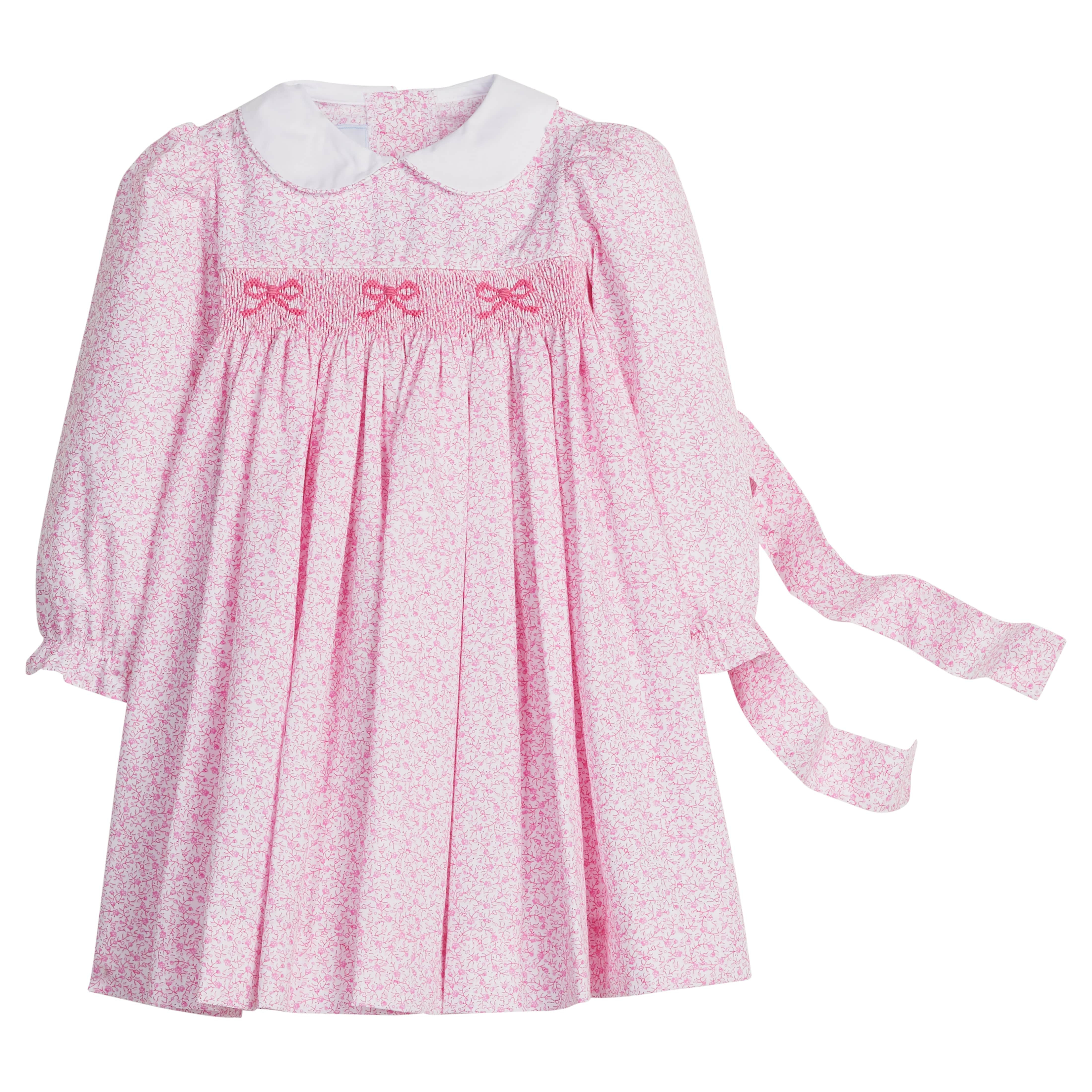 Little English Girl's Smocked Natalie Dress - Pink Vinings Floral | Little English