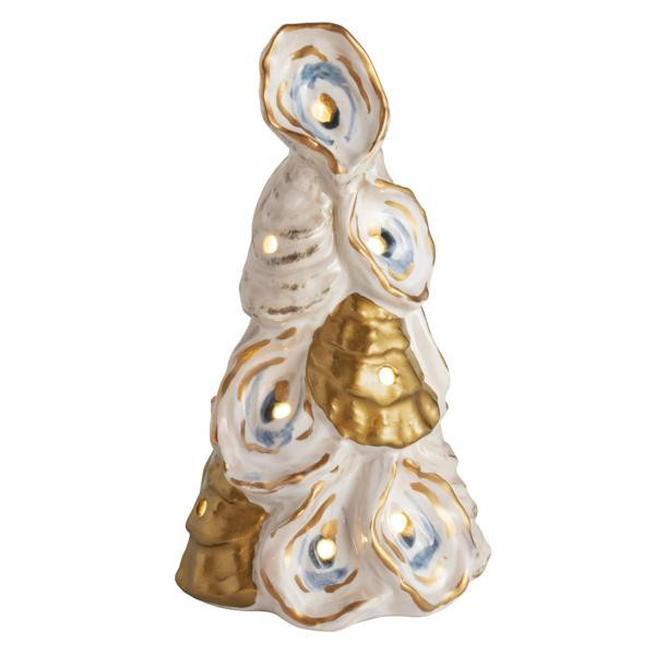 Mud Pie Small Oyster Light-Up Tree in Gold | Dolomite | Mud Pie