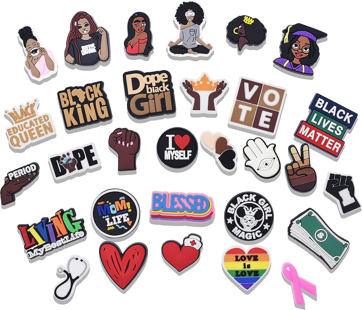 Black Girl Women Magic/Pink Letter Numbers Shoe Charms AKA Cute Unisex-adult Shoe Decorations for... | Amazon (US)