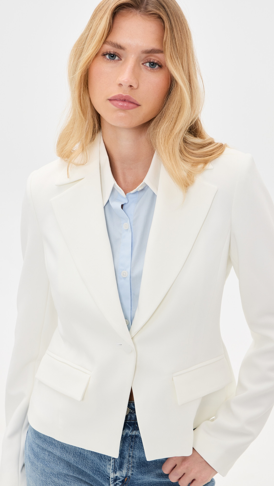 Favorite Daughter The Tuck In Collar Dickey Blue/White XS/S | Shopbop
