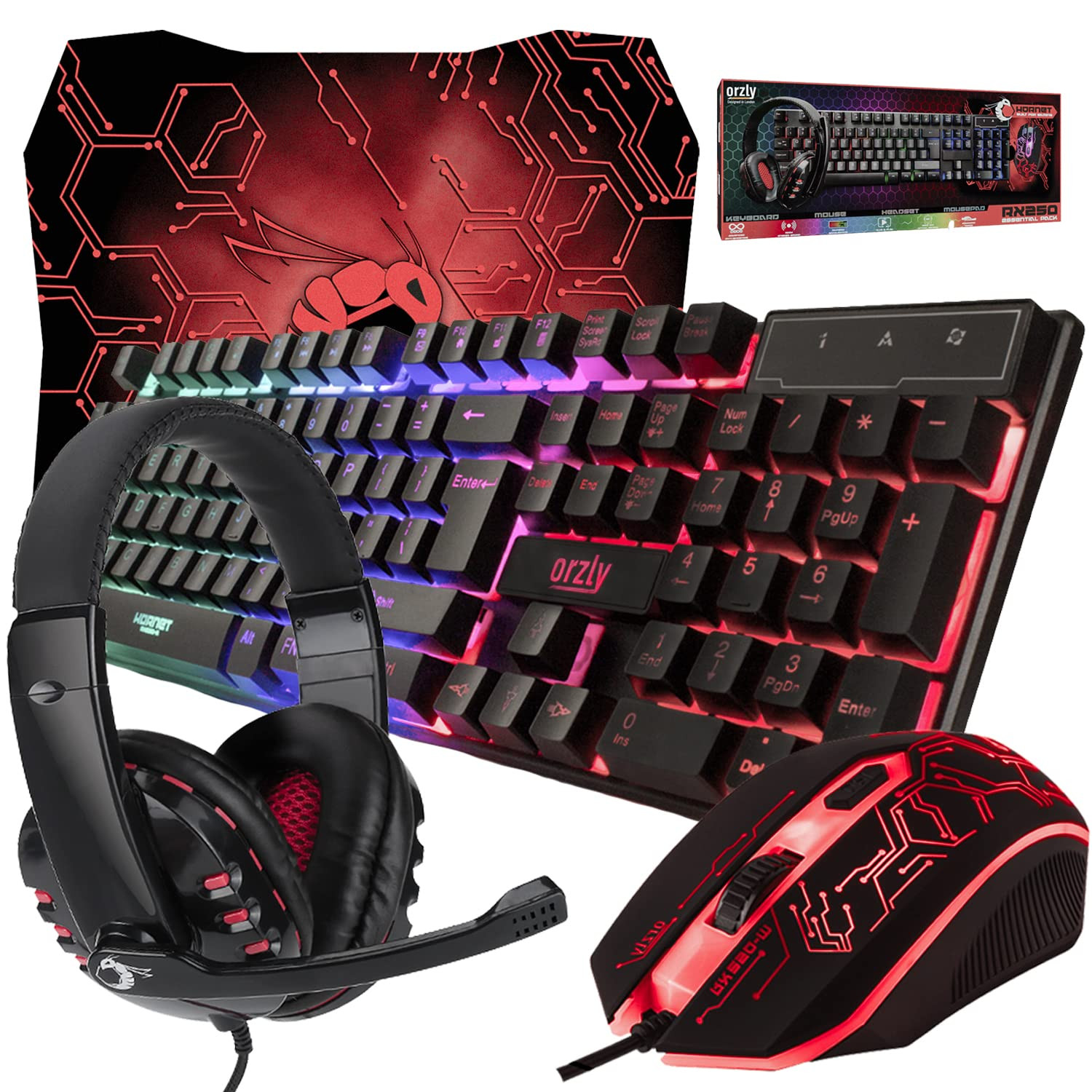 Gaming Keyboard and Mouse and Mouse pad and Gaming Headset, Wired LED RGB Backlight Bundle for PC... | Amazon (UK)