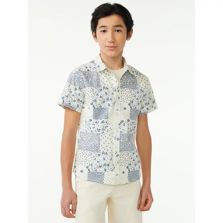 Free Assembly Boys Floral Print Button Down Shirt, Sizes 4-18 | Walmart (US)