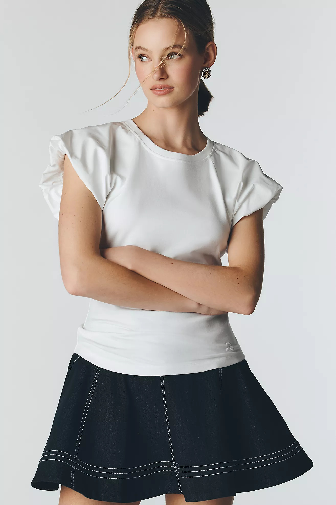 Maeve Cloud Flutter-Sleeve Tee | Anthropologie (US)