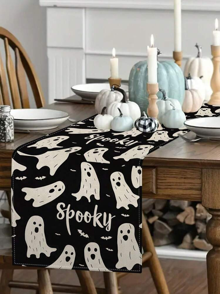 Spooky Table Runner, Halloween Ghost Table Runner, Halloween Amazon Home, Holiday Kitchen  | SHEIN