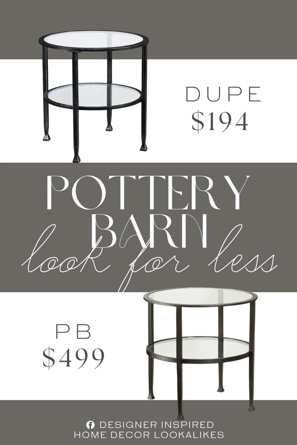 Inspired by Pottery Barn Round Glass End Table. Contemporary Side Table. Modern Iron Accent Table.Glass Top Side Table. Round Metal End Table. Black Iron Side Table. Round Glass End Table with Shelf. Minimalist Glass Accent Table.

Home more affordable option find copy cat similar look for less budget friendly affordable cheap cheaper beautiful pretty. Clearance sale coupon code discount code promo code luxury lookalike look a like Inspo inspiration inspired by idea ideas Love like these? I share multiple every day in my FB group.
#potterybarninspired #sidetable #endtable #accenttable #livingroomtable #furniturefinds #livingroominspo #livingroomfurniture 

 #LTKHome