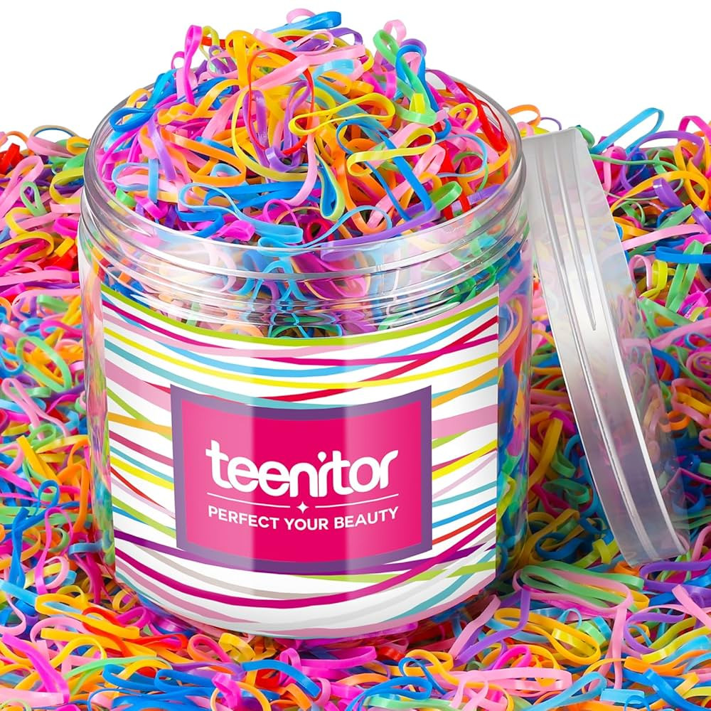 Teenitor Color Elastic Hair Bands, Hair Ties,2000pcs Multi Color Hair Holder Hair Tie Elastic Rub... | Amazon (US)